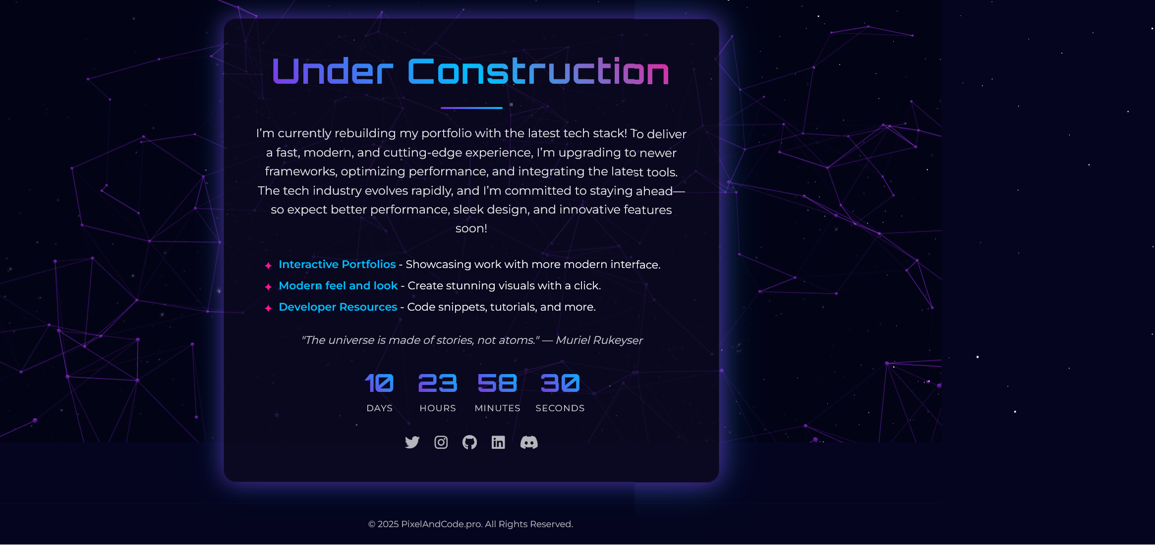 Space-Themed Under Construction Page